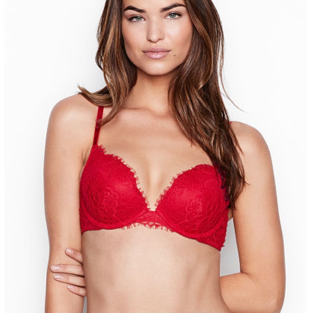 Victoria's Secret Red Bombshell Plunge Push-Up Bra